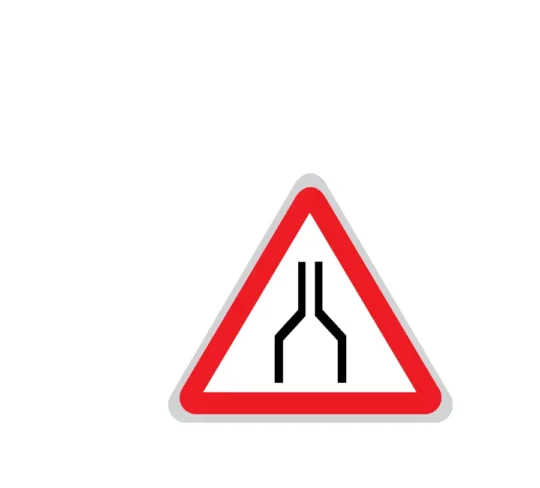 تابلو جاده از دو طرف باریک می شود