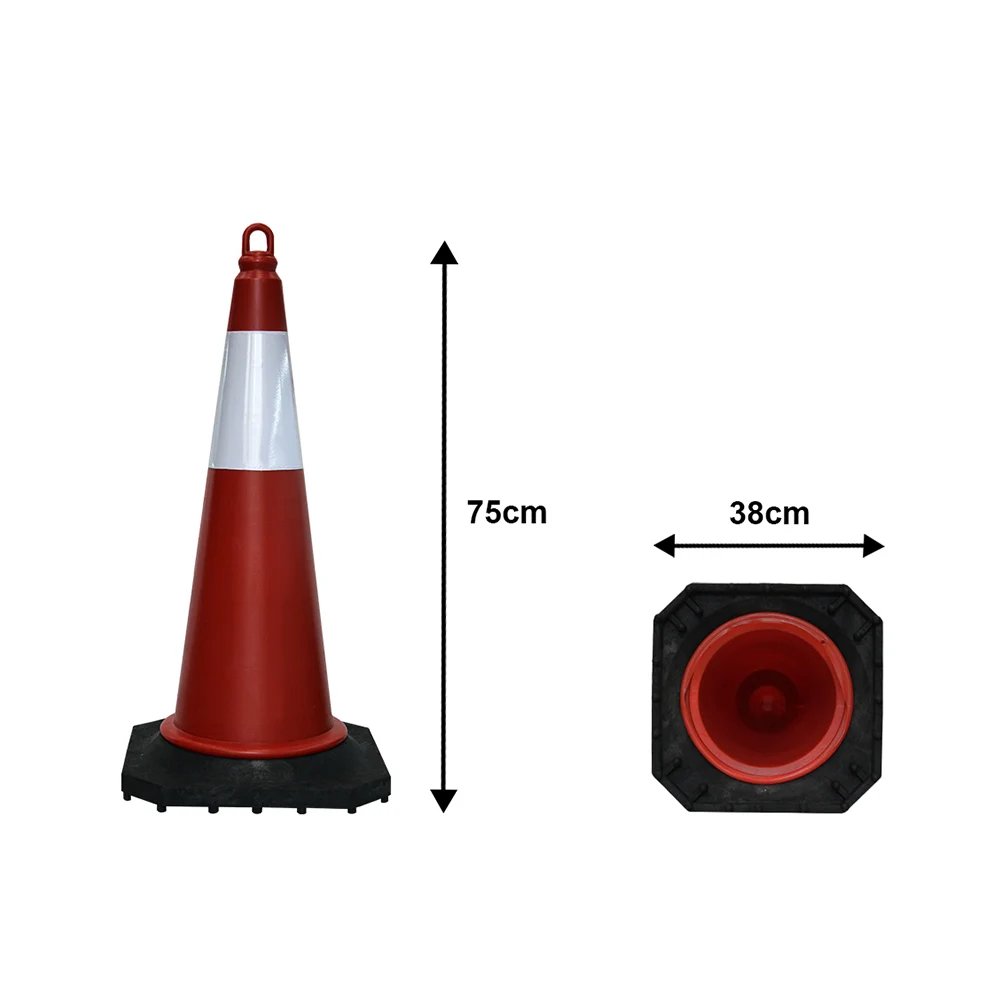 مخروط ترافیکی کف لاستیکی ۷۵ سانتی متری